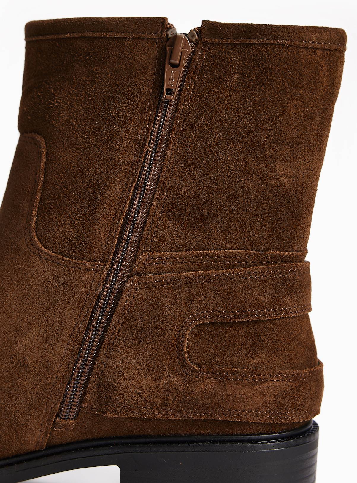 Brown Mid Height Suede Biker Boots 4 - Image 3
